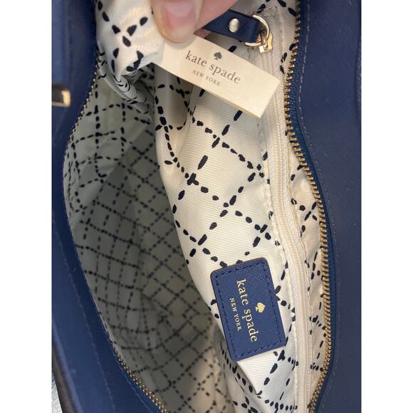 KATE SPADE NAVY BLUE SAFFIANO LEATHER WOMENS SHOULDER BAG - Picture 14 of 16